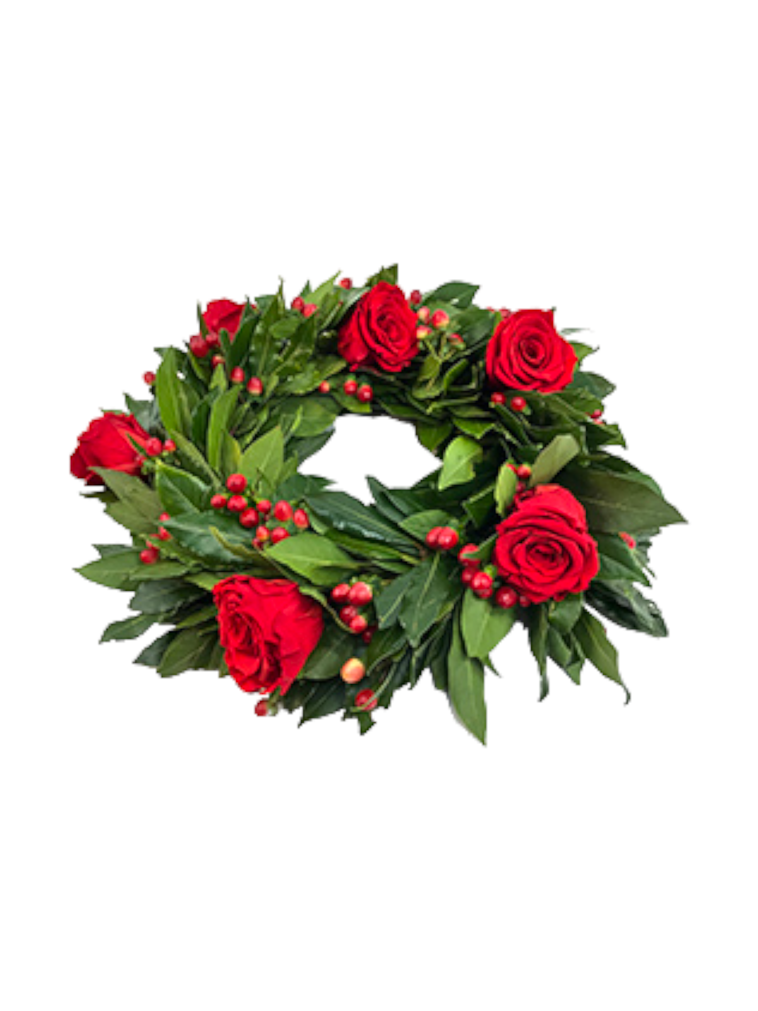 Coroncina di Laurea con Bacche Vere e 6 Rose Rosse