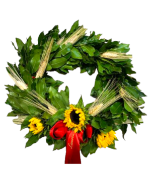 Coroncina per laurea con 3 girasoli e spighe di grano