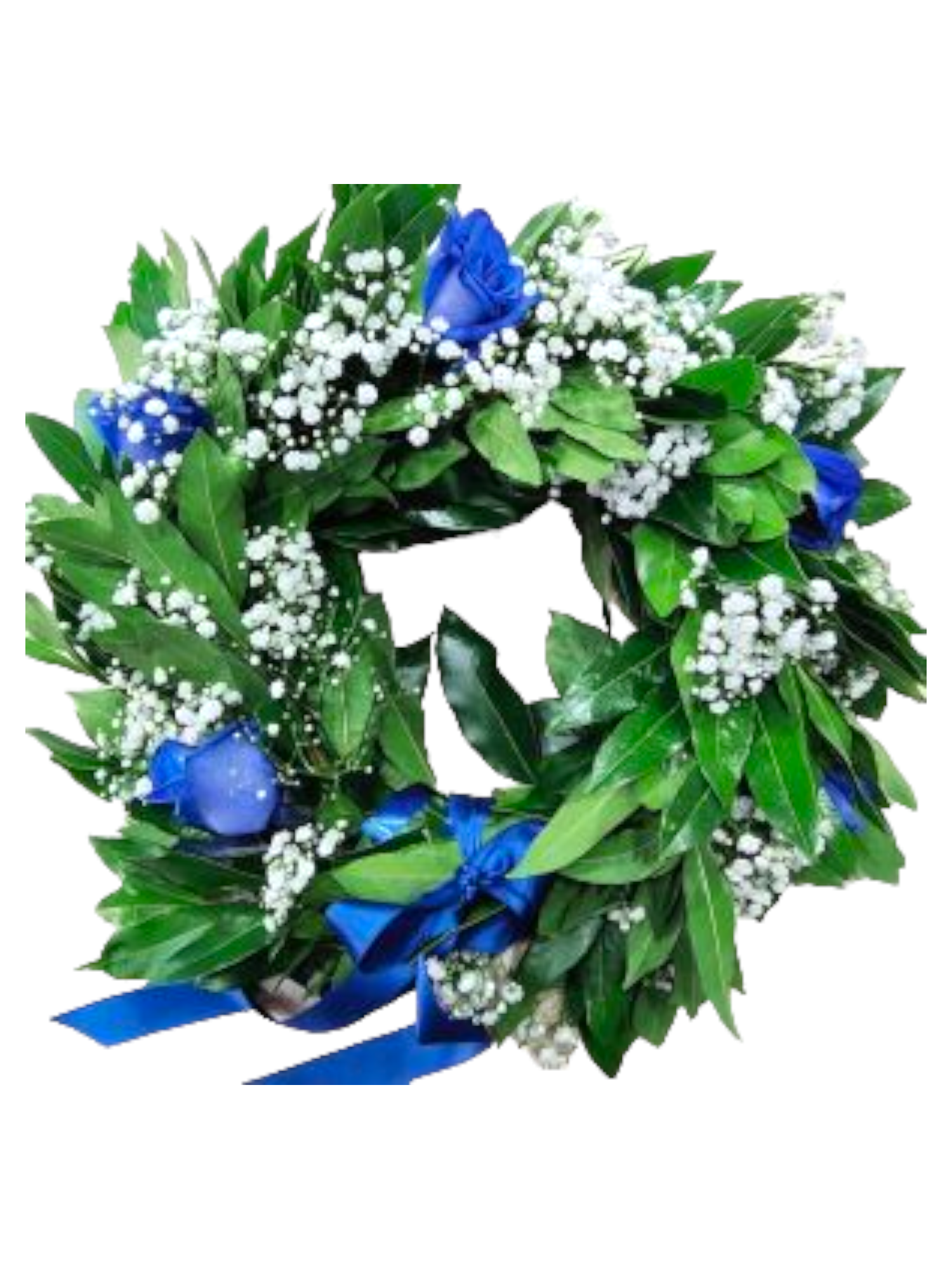 Featured image for “Coroncina per laurea con Rose blu e gypsophila”