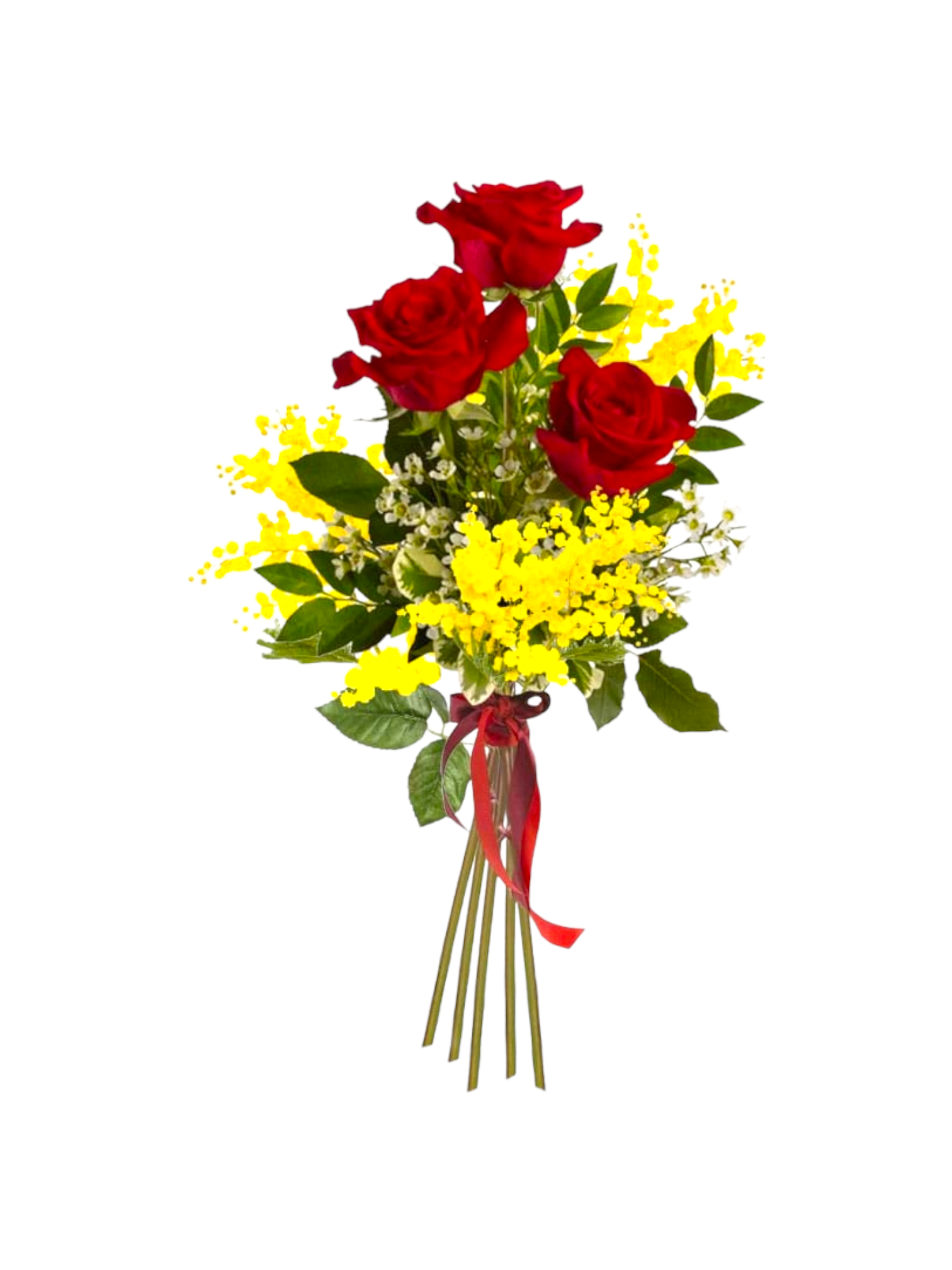 Mazzo di Rose Rosse e Mimosa