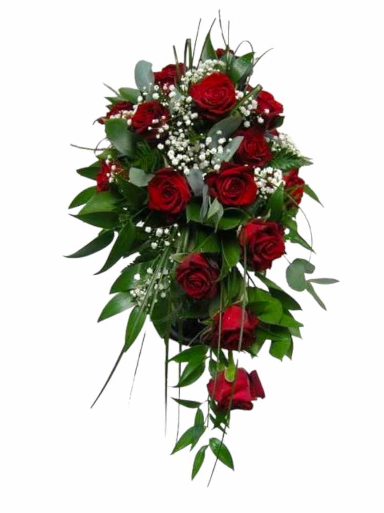 Featured image for “Bouquet da sposa rose rosse e gypsophila”