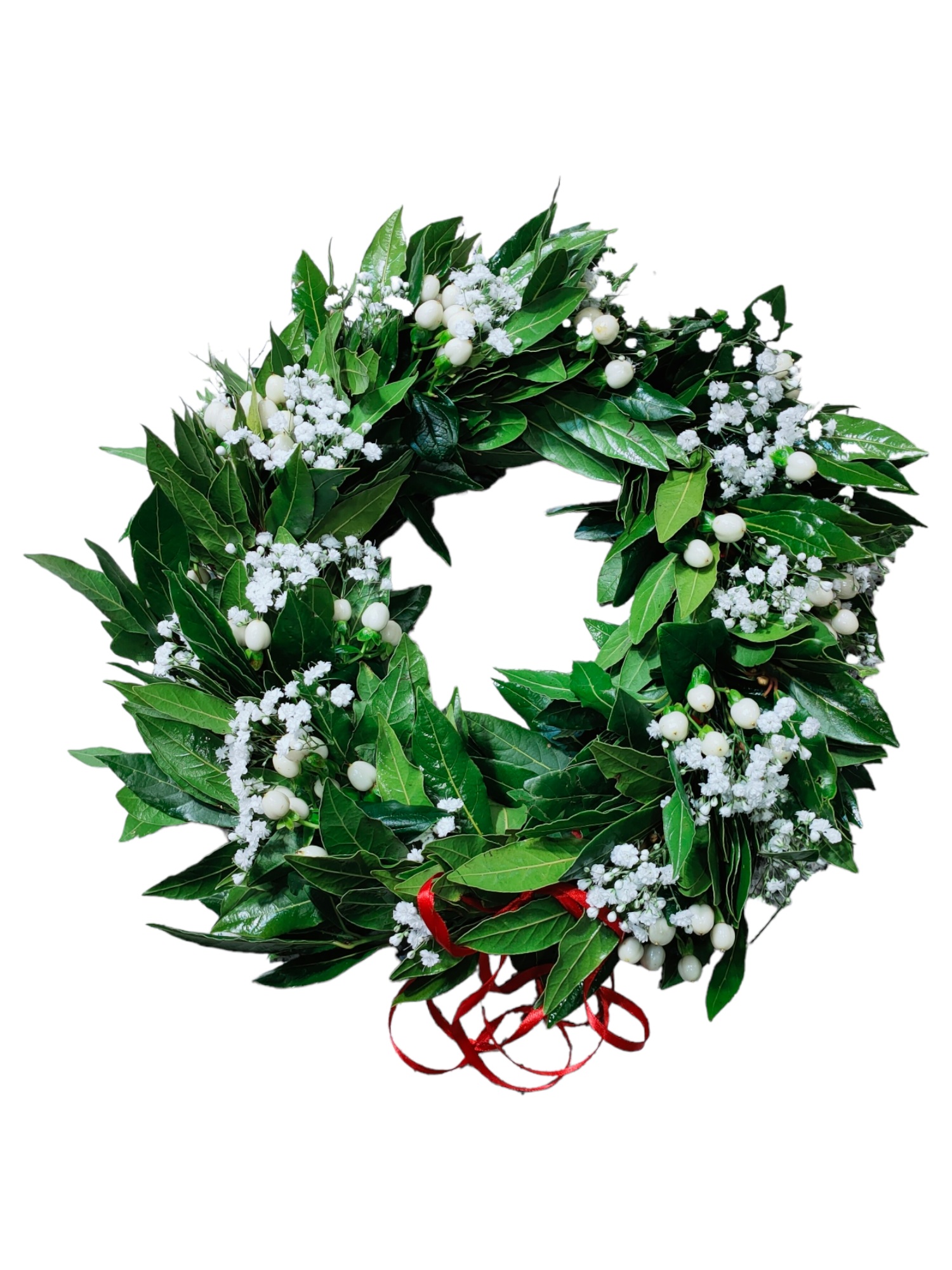 Featured image for “Coroncina per laurea con hypericum bianco e gypsophila”