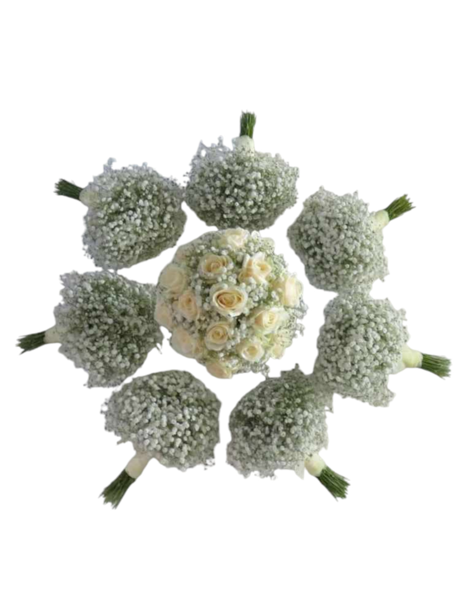 Featured image for “Bouquet da sposa rose bianche e gypsophila”