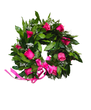 Coroncina per laurea con Rose rosa e gypsophila