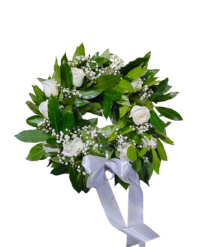 Coroncina per laurea con rose bianche e gypsophila
