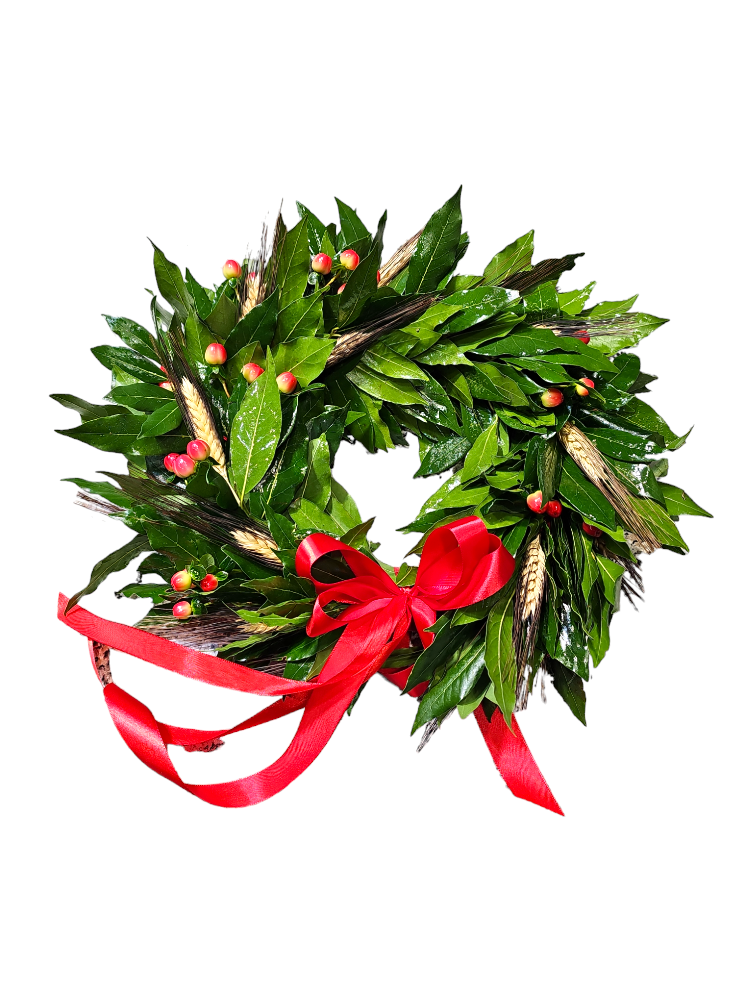 Featured image for “Coroncina per laurea con hypericum e spighe di grano”