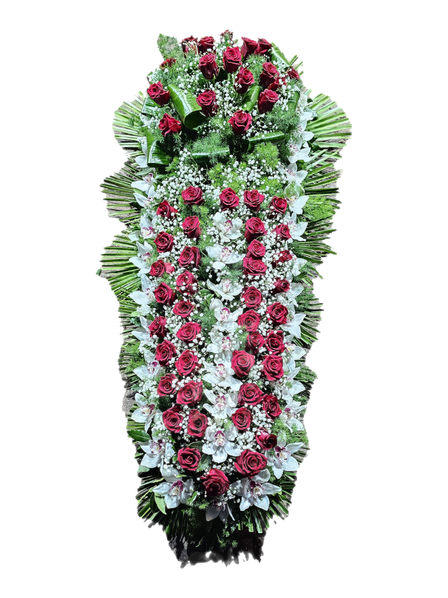 Featured image for “Copricassa con orchidee e rose rosse”
