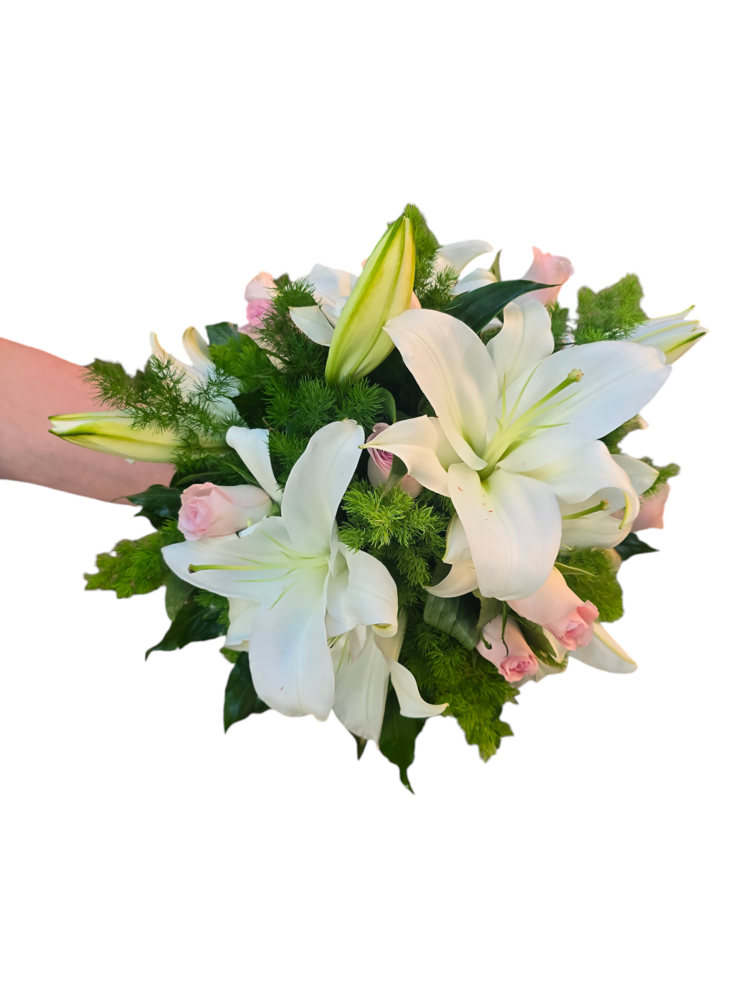 Featured image for “Bouquet da sposa lilium e rose rosa”