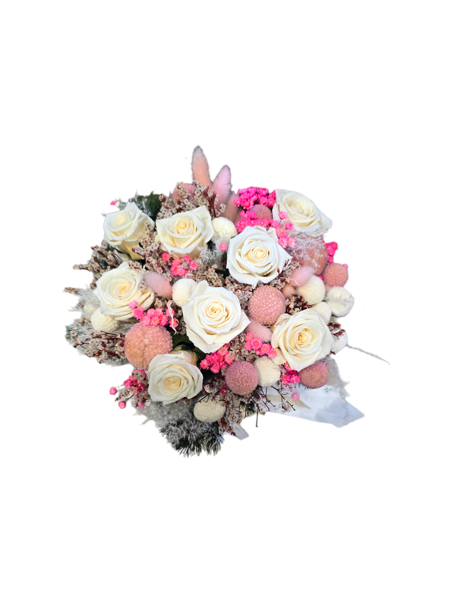 Featured image for “Bouquet da sposa stabilizzato rose bianche”
