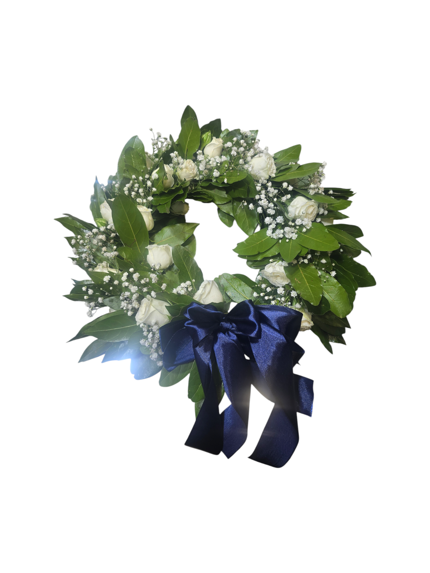 Corona per laurea con gypsophila e rose bianche piccole