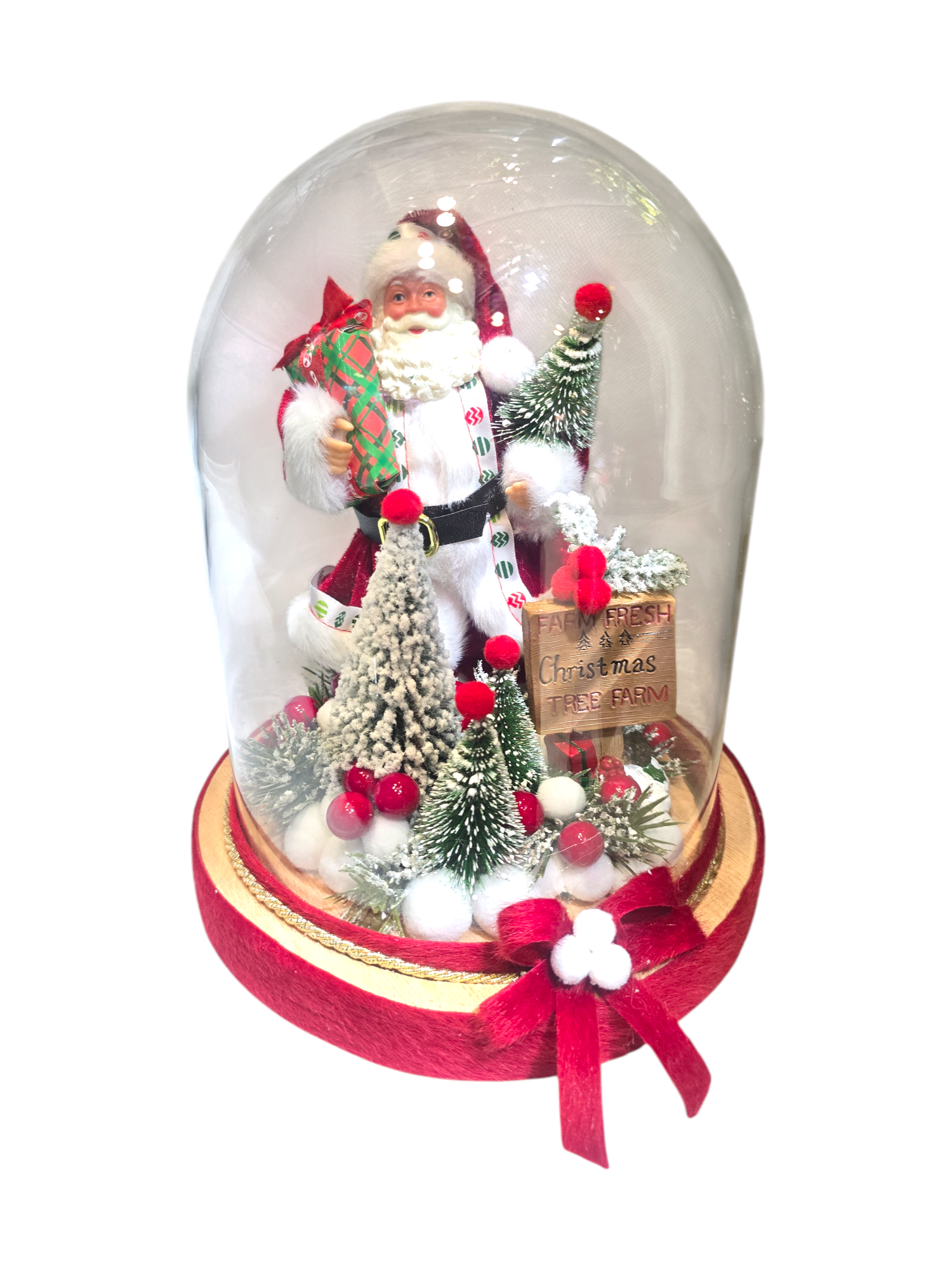 Featured image for “Le Cupole Incantate di Natale Babbo Natale e Natività sotto vetro (h22 cm)”