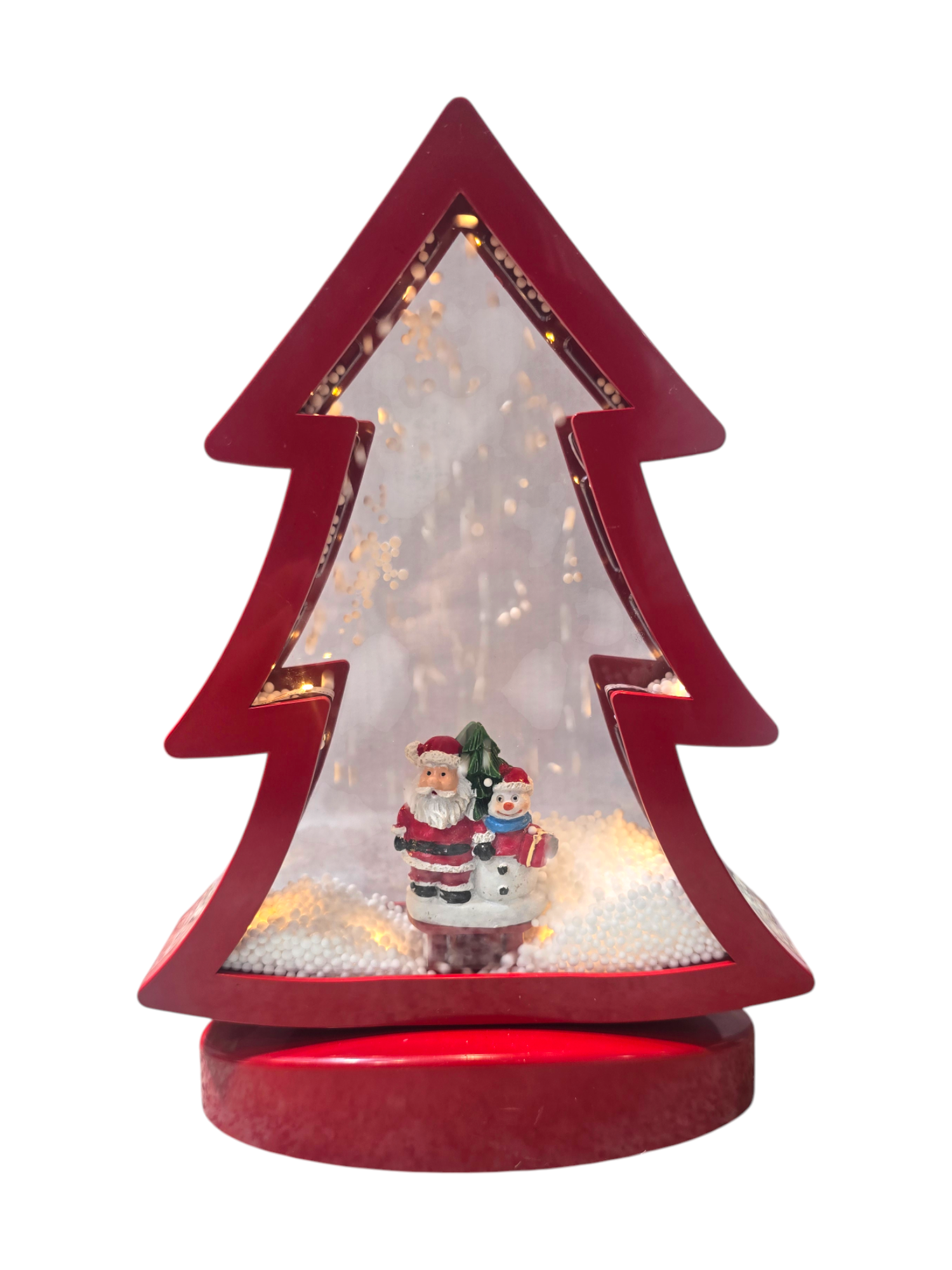 Albero natalizio con LED e neve automatica, Babbo Natale e pupazzo di neve – idea regalo