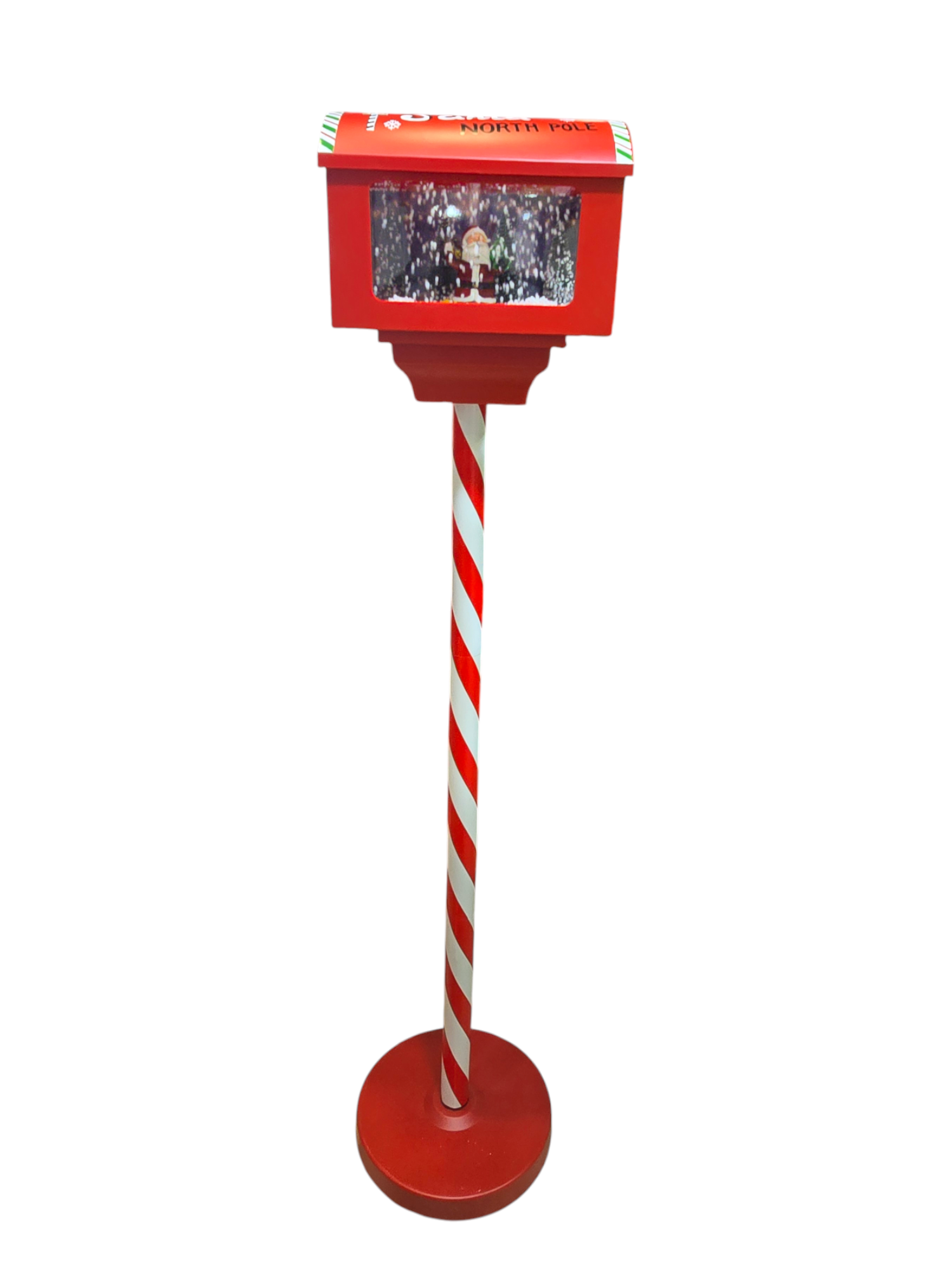Casetta postale natalizia con LED, neve e musica accesa – Polo Nord