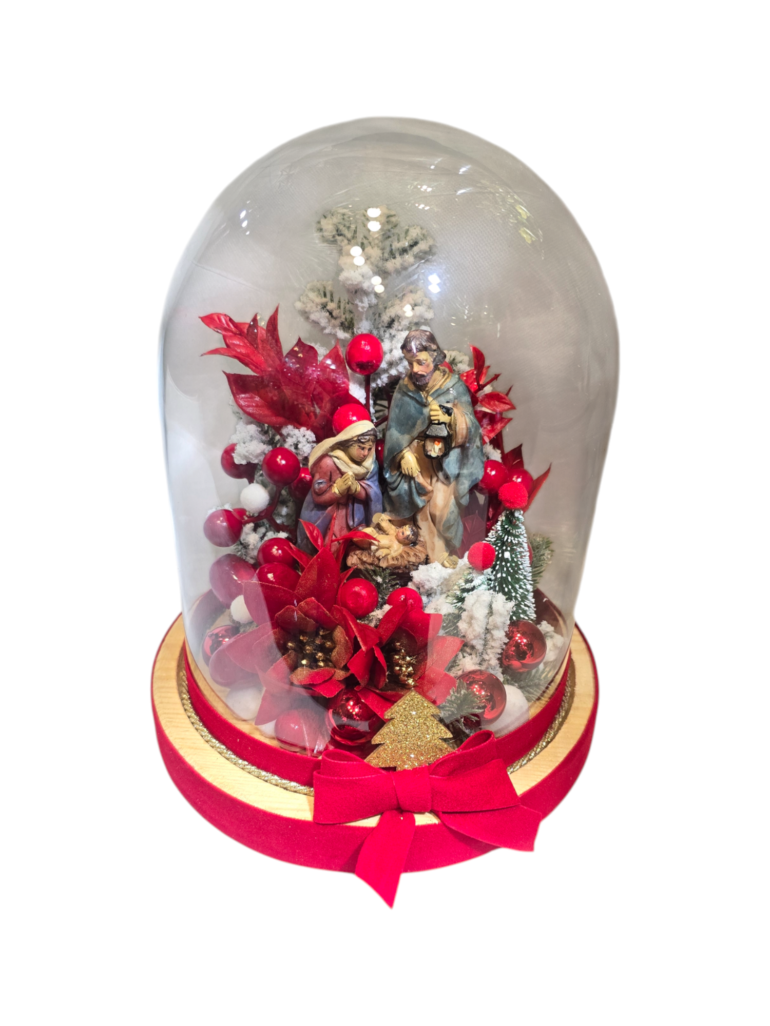 Le Cupole Incantate di Natale Babbo Natale e Natività sotto vetro (h22 cm) - immagine 3