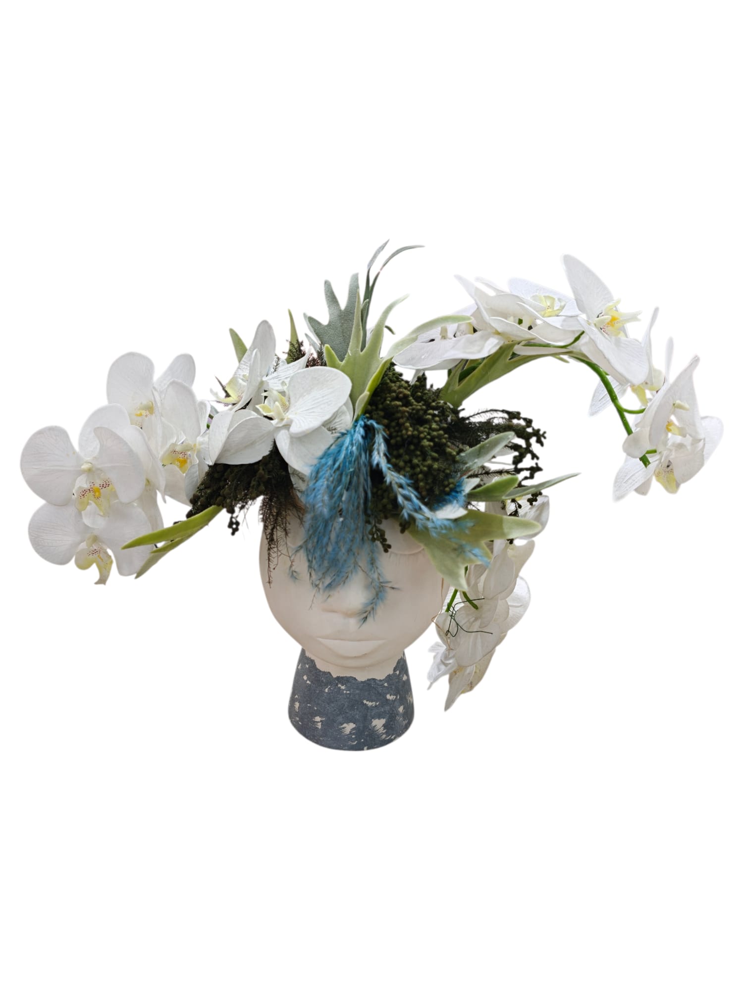 Featured image for “Viso floreale con orchidee artificiali bianche”